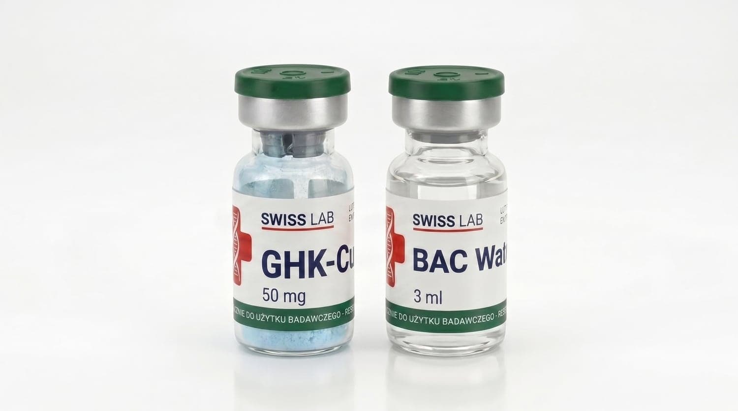 GHK-Cu — fiolka z peptydem i woda bakteriostatyczna (BAC)