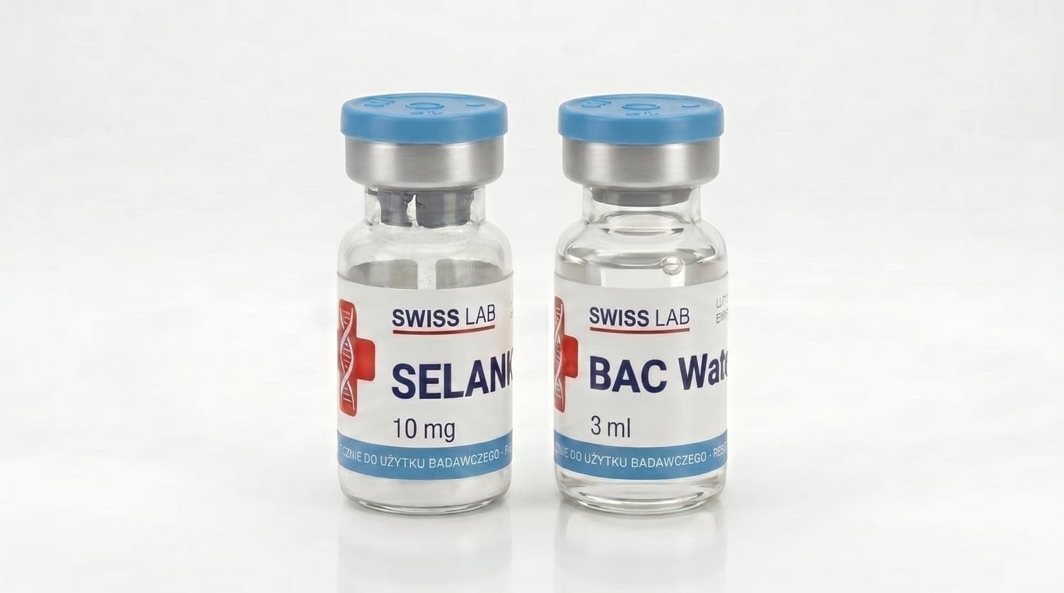 Selank — fiolka z peptydem i woda bakteriostatyczna (BAC)