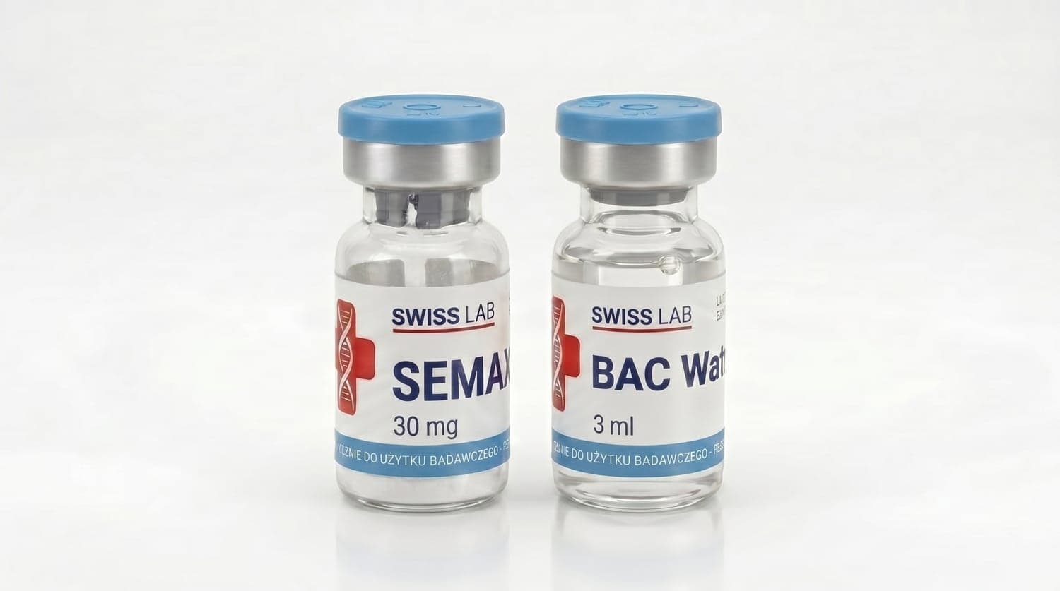 Semax — fiolka z peptydem i woda bakteriostatyczna (BAC)